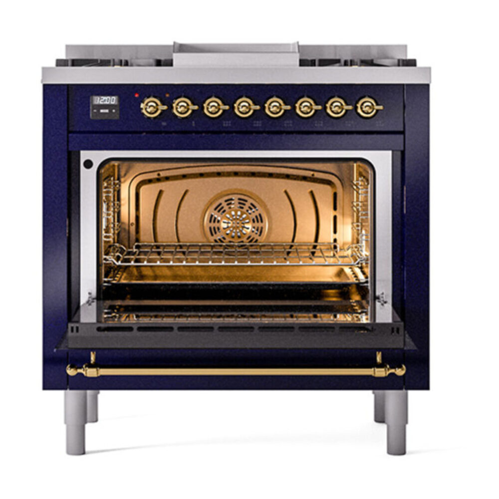 ILVE_UN36FNMPMBGLP_Nostalgie_II_30"_Dual_Fuel_Range_oven_door_opened