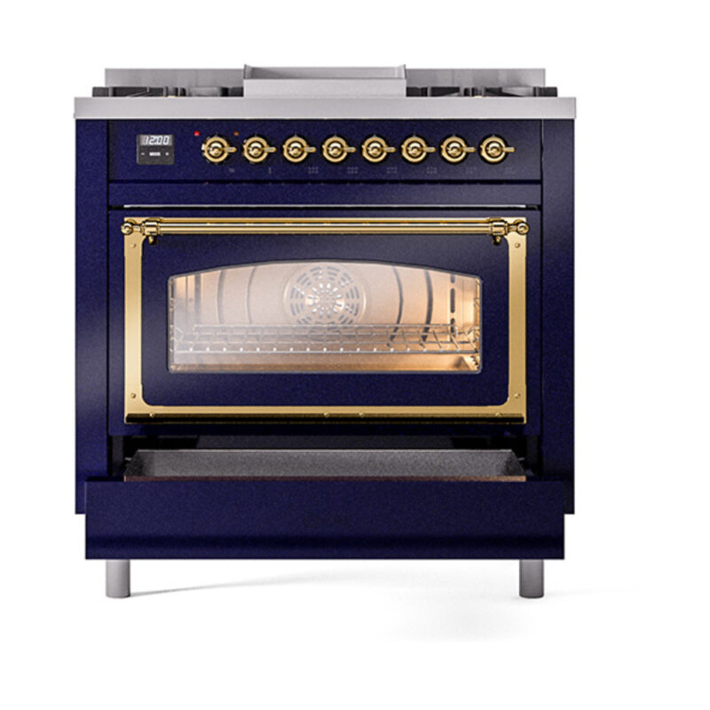 ILVE_UN36FNMPMBG_Nostalgie_II_30"_Dual_Fuel_Range_drawer_opened