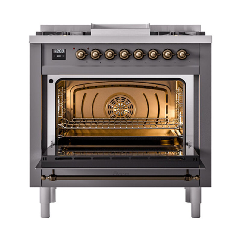 ILVE_UN36FNMPMGBLP_Nostalgie_II_30"_Dual_Fuel_Range_oven_door_opened