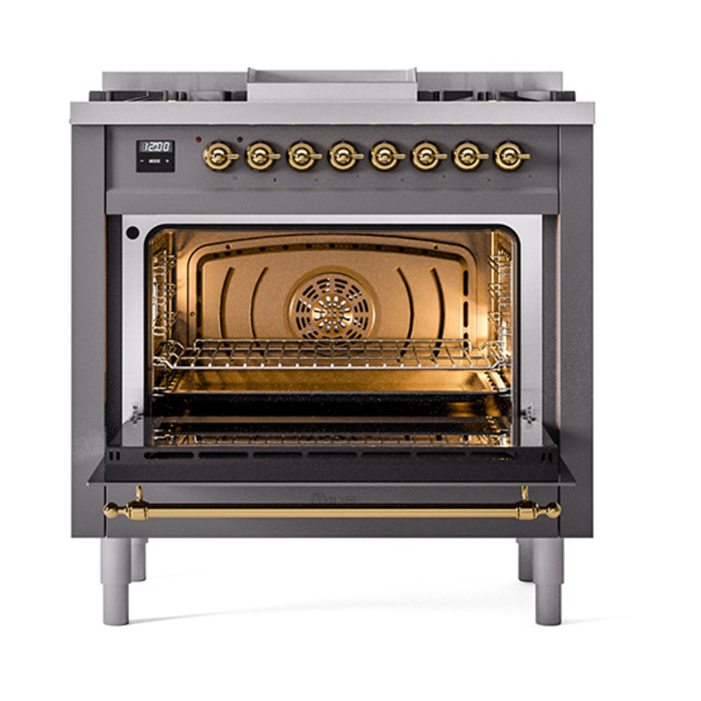 ILVE_UN36FNMPMGGLP_Nostalgie_II_30"_Dual_Fuel_Range_oven_door_opened