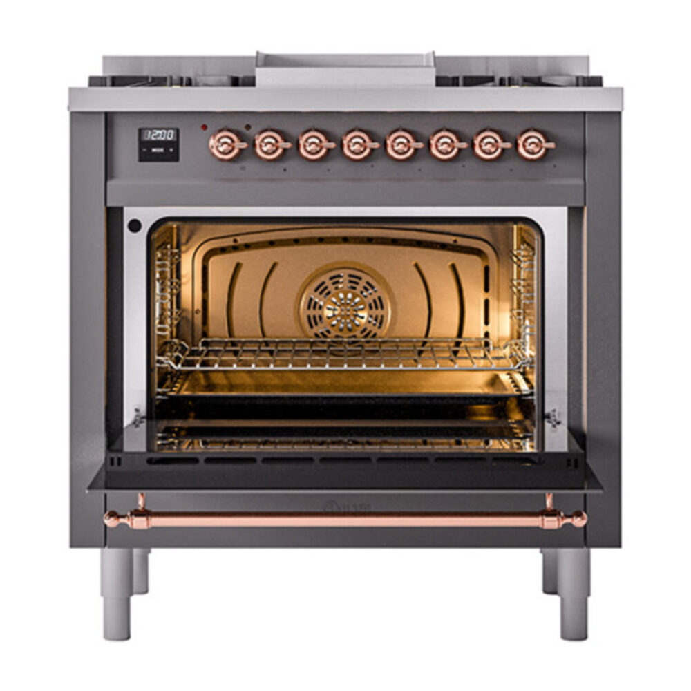 ILVE_UN36FNMPMGPLP_Nostalgie_II_30"_Dual_Fuel_Range_oven_door_opened