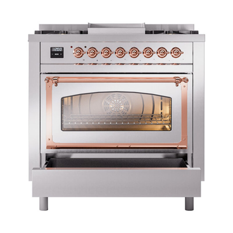 ILVE_UN36FNMPSSP_Nostalgie_II_30"_Dual_Fuel_Range_drawer_opened
