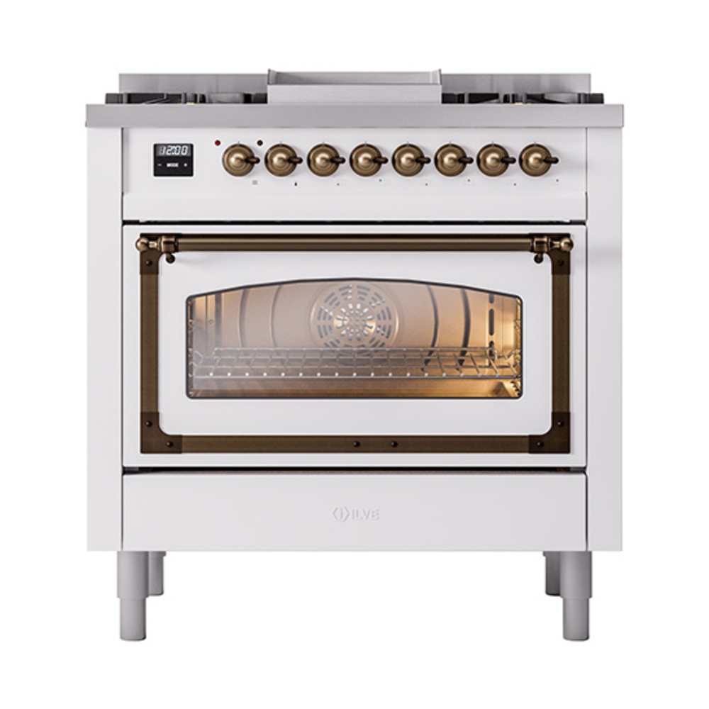 ILVE_UN36FNMPWHBLP_Nostalgie_II_30"_Dual_Fuel_Range_front_view