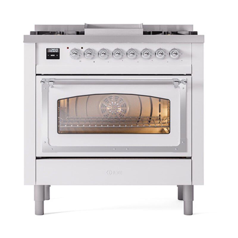 ILVE_UN36FNMPWHC_Nostalgie_II_30"_Dual_Fuel_Range_front_view