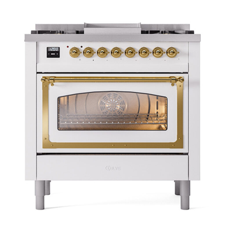 ILVE_UN36FNMPWHGLP_Nostalgie_II_30"_Dual_Fuel_Range_front_view