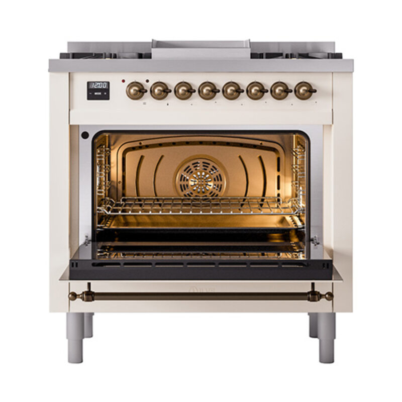 ILVE_UN36FQNMPAWB_Nostalgie_II_30"_Dual_Fuel_Range_oven_door_opened