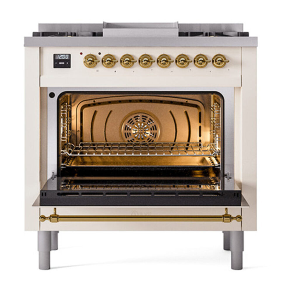 ILVE_UN36FQNMPAWG_Nostalgie_II_30"_Dual_Fuel_Range_oven_door_opened