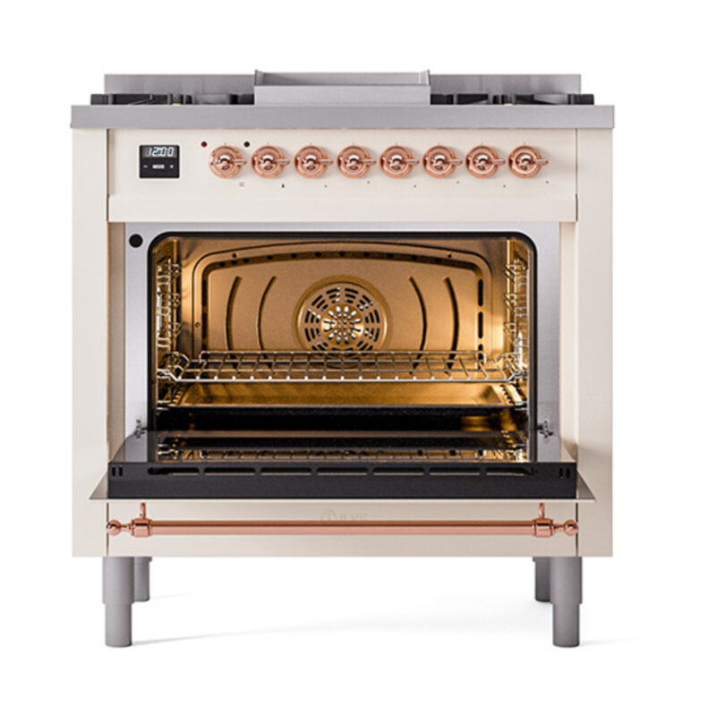 ILVE_UN36FQNMPAWP_Nostalgie_II_30"_Dual_Fuel_Range_oven_door_opened