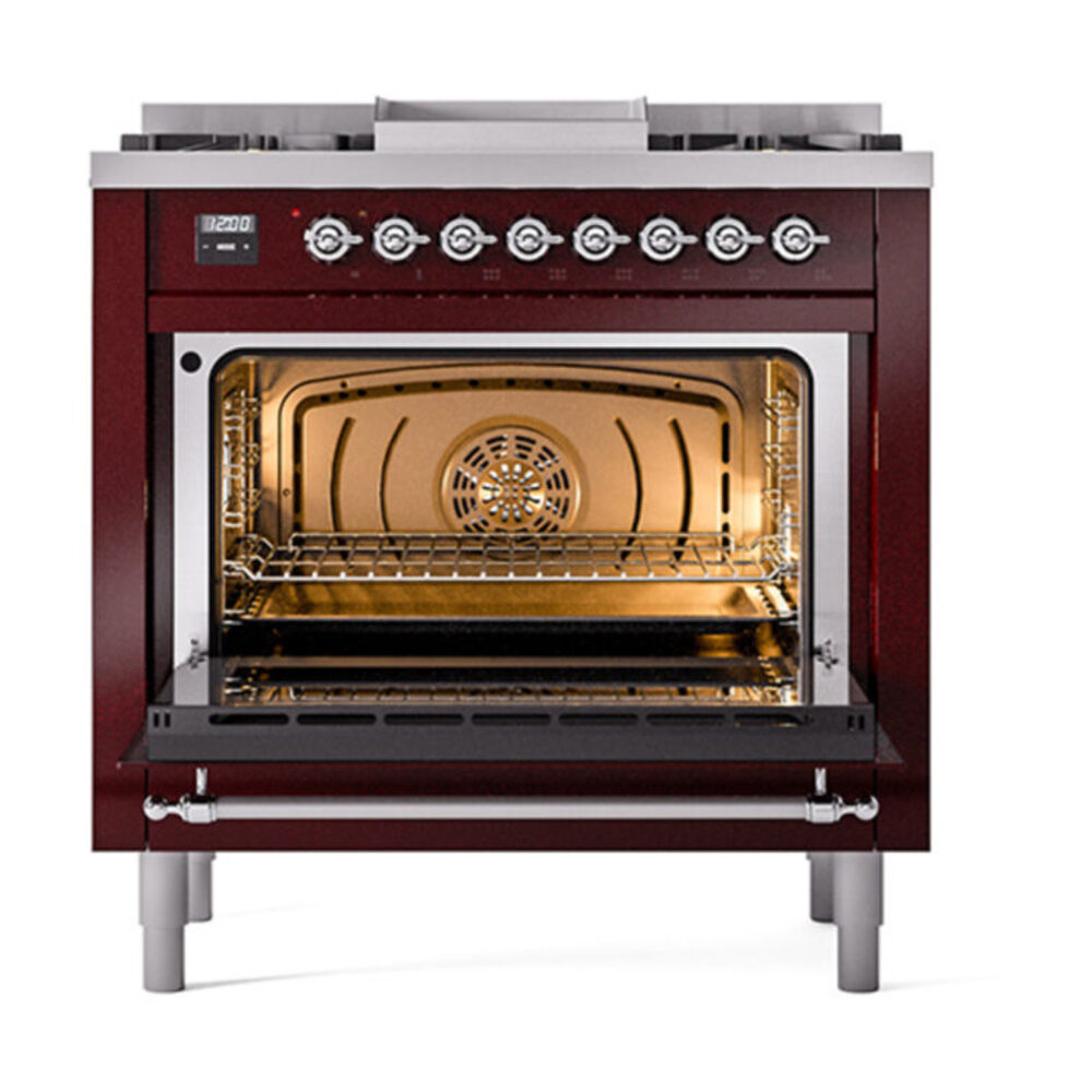 ILVE_UN36FQNMPBUCLP_Nostalgie_II_30"_Dual_Fuel_Range_oven_door_opened