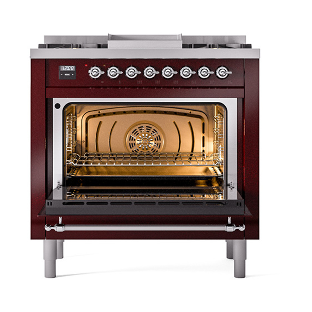 ILVE_UN36FQNMPBUCLP_Nostalgie_II_30"_Dual_Fuel_Range_oven_door_opened