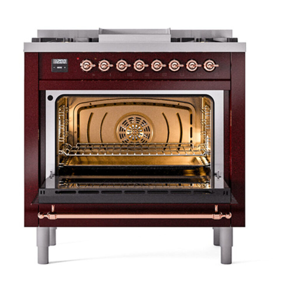 ILVE_UN36FQNMPBUPLP_Nostalgie_II_30"_Dual_Fuel_Range_oven_door_opened