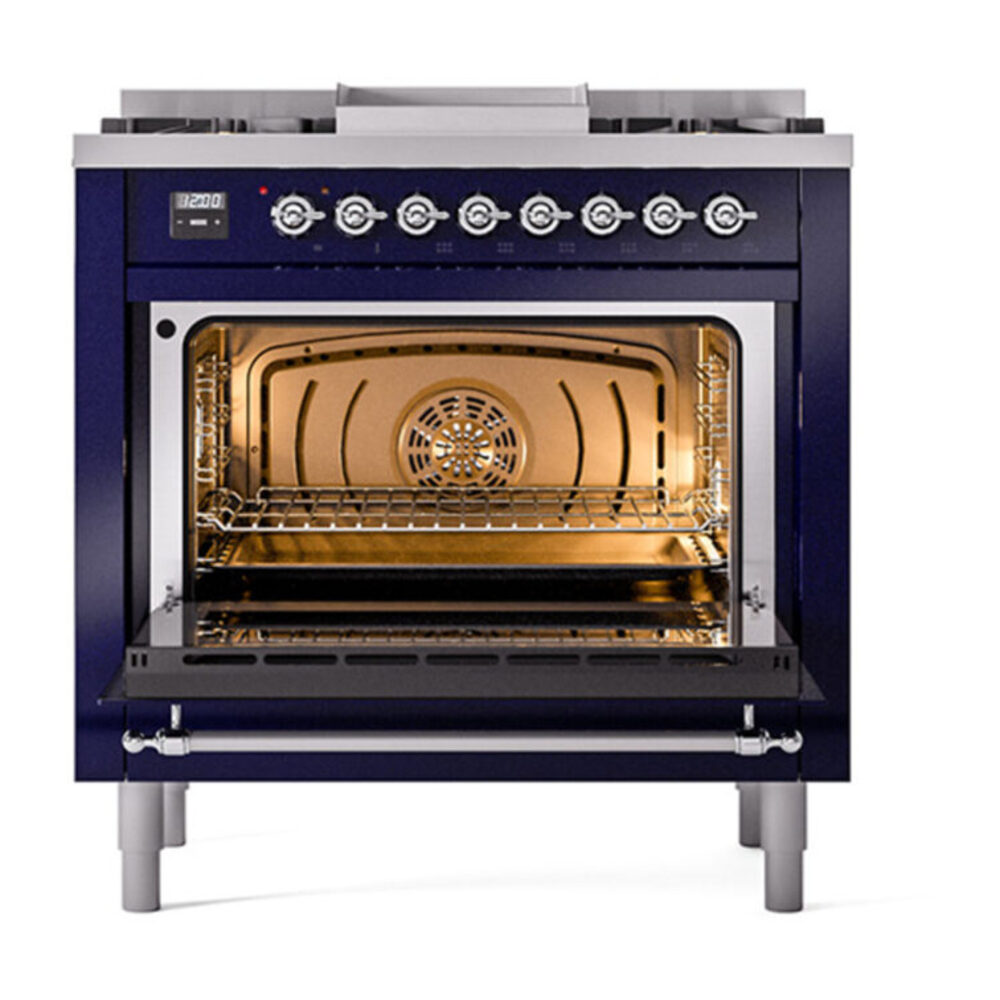 ILVE_UN36FQNMPMBC_Nostalgie_II_30"_Dual_Fuel_Range_oven_door_opened