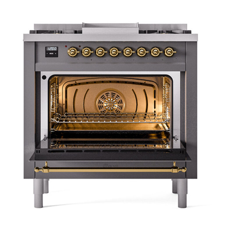 ILVE_UN36FQNMPMGG_Nostalgie_II_30"_Dual_Fuel_Range_oven_door_opened