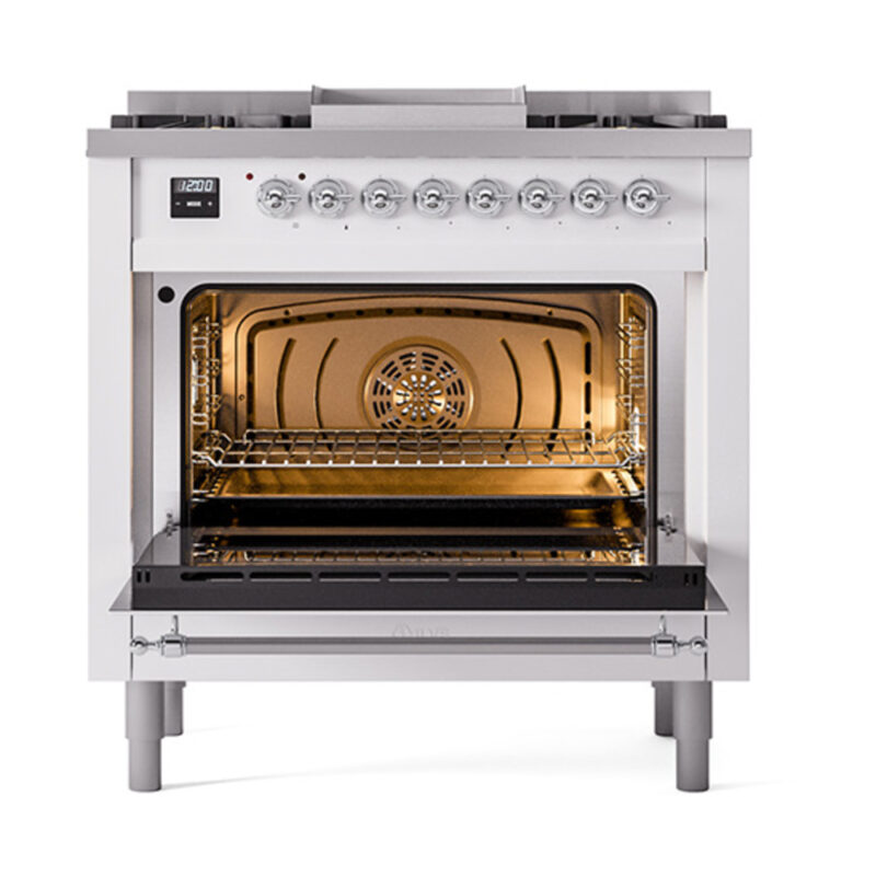 ILVE_UN36FQNMPRACLP_Nostalgie_II_30"_Dual_Fuel_Range_oven_door_opened