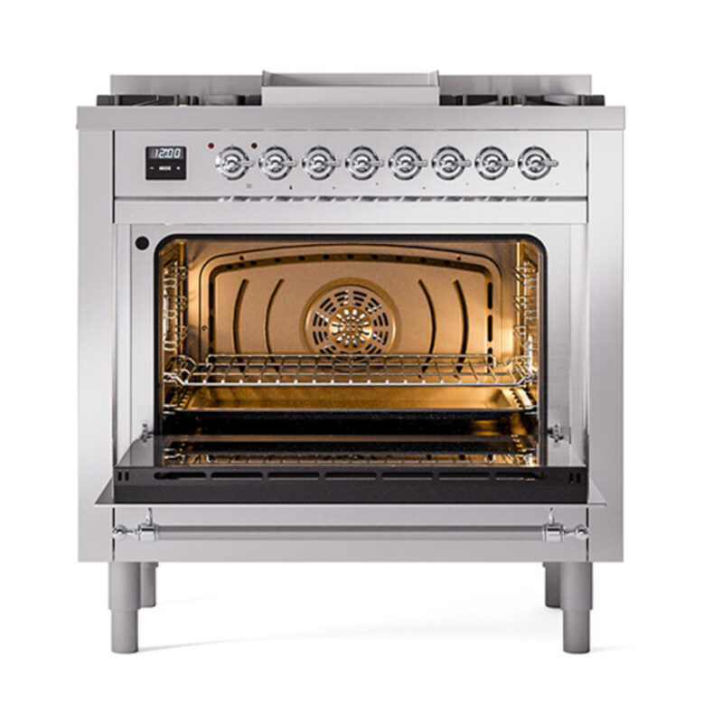 ILVE_UN36FQNMPSSCLP_Nostalgie_II_30"_Dual_Fuel_Range_oven_door_opened