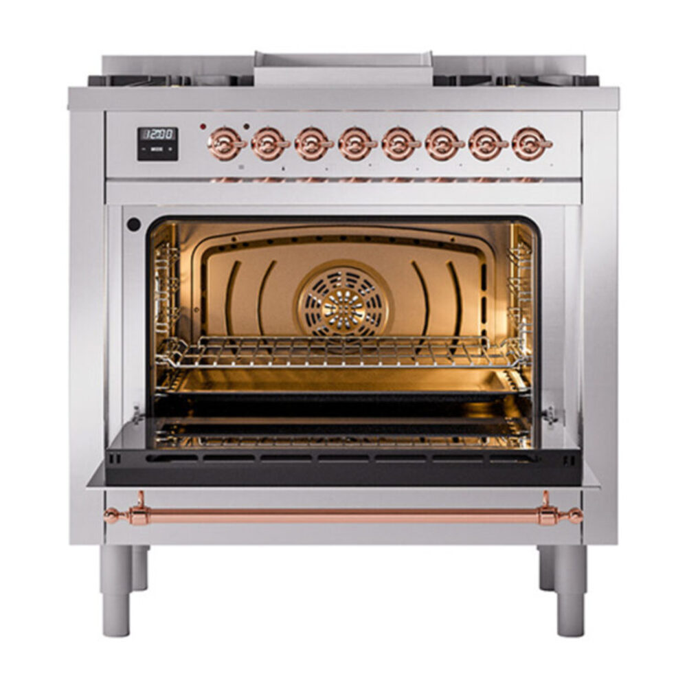 ILVE_UN36FQNMPSSPLP_Nostalgie_II_30"_Dual_Fuel_Range_oven_door_opened