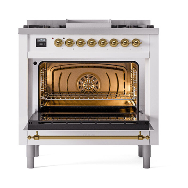 ILVE_UN36FQNMPWHGLP_Nostalgie_II_30"_Dual_Fuel_Range_oven_door_opened