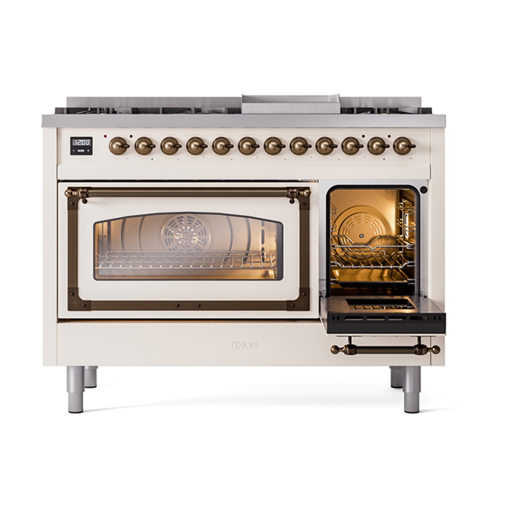 ILVE_UN48FNMPAWB_Nostalgie_II_48"_Dual_Fuel_Range_side_oven_door_opened