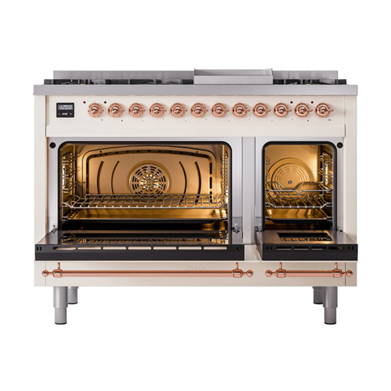 ILVE_UN48FNMPAWPLP_Nostalgie_II_48"_Dual_Fuel_Range_oven_door_opened