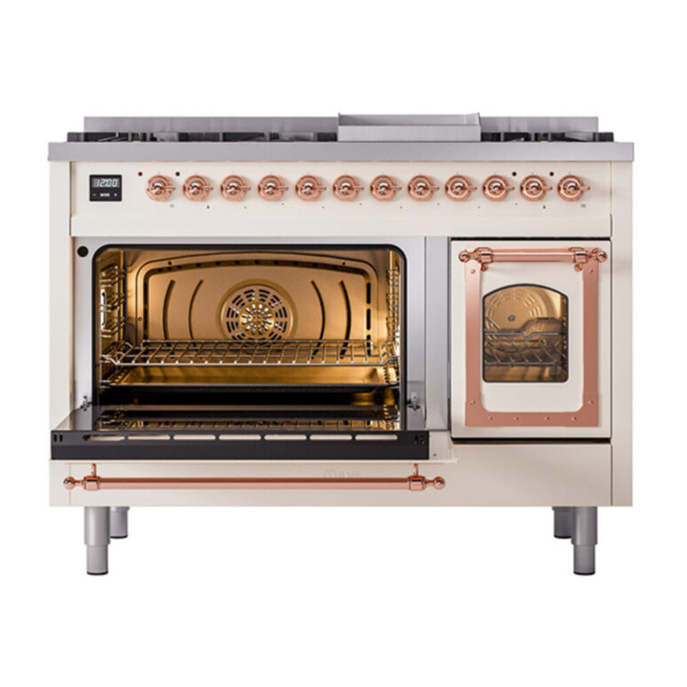 ILVE_UN48FNMPAWP_Nostalgie_II_48"_Dual_Fuel_Range_main_oven_door_opened
