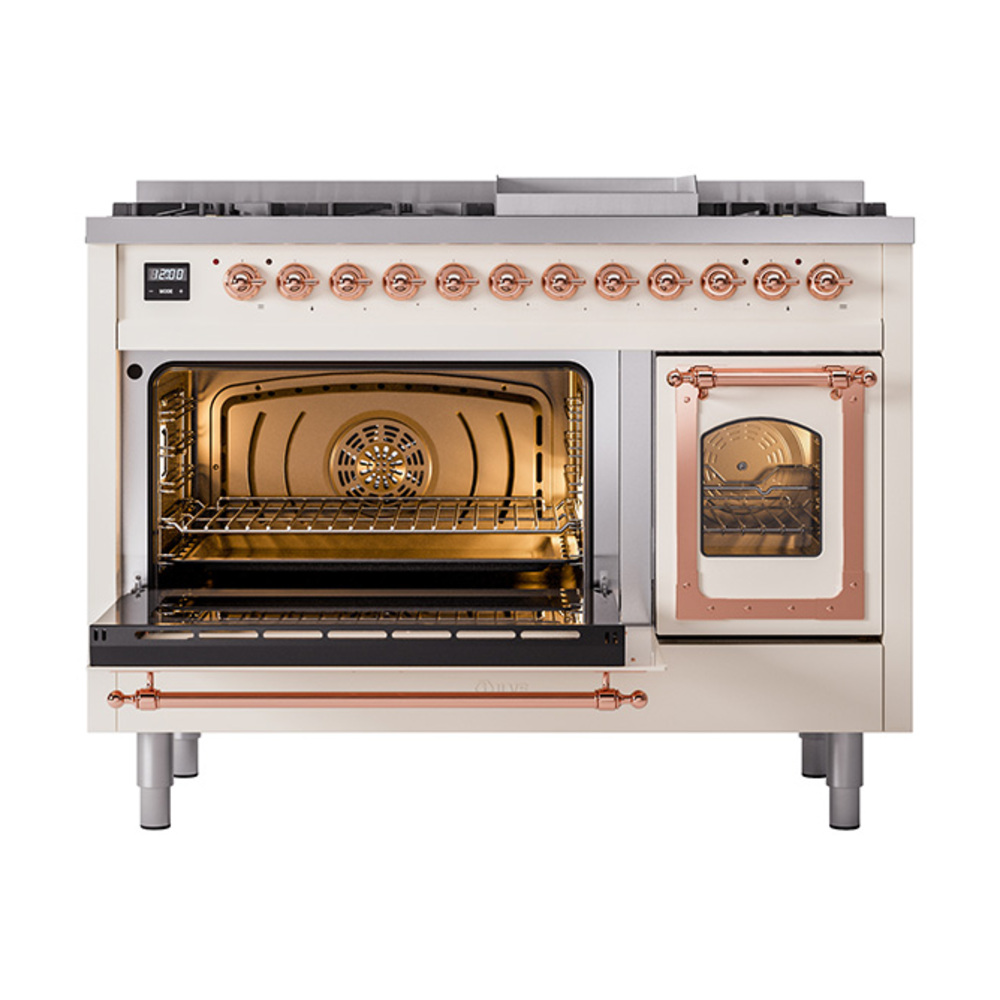 ILVE_UN48FNMPAWP_Nostalgie_II_48"_Dual_Fuel_Range_main_oven_door_opened