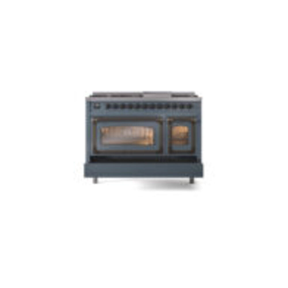 ILVE_UN48FNMPBGBLP_Nostalgie_II_48"_Dual_Fuel_Range_drawer_opened