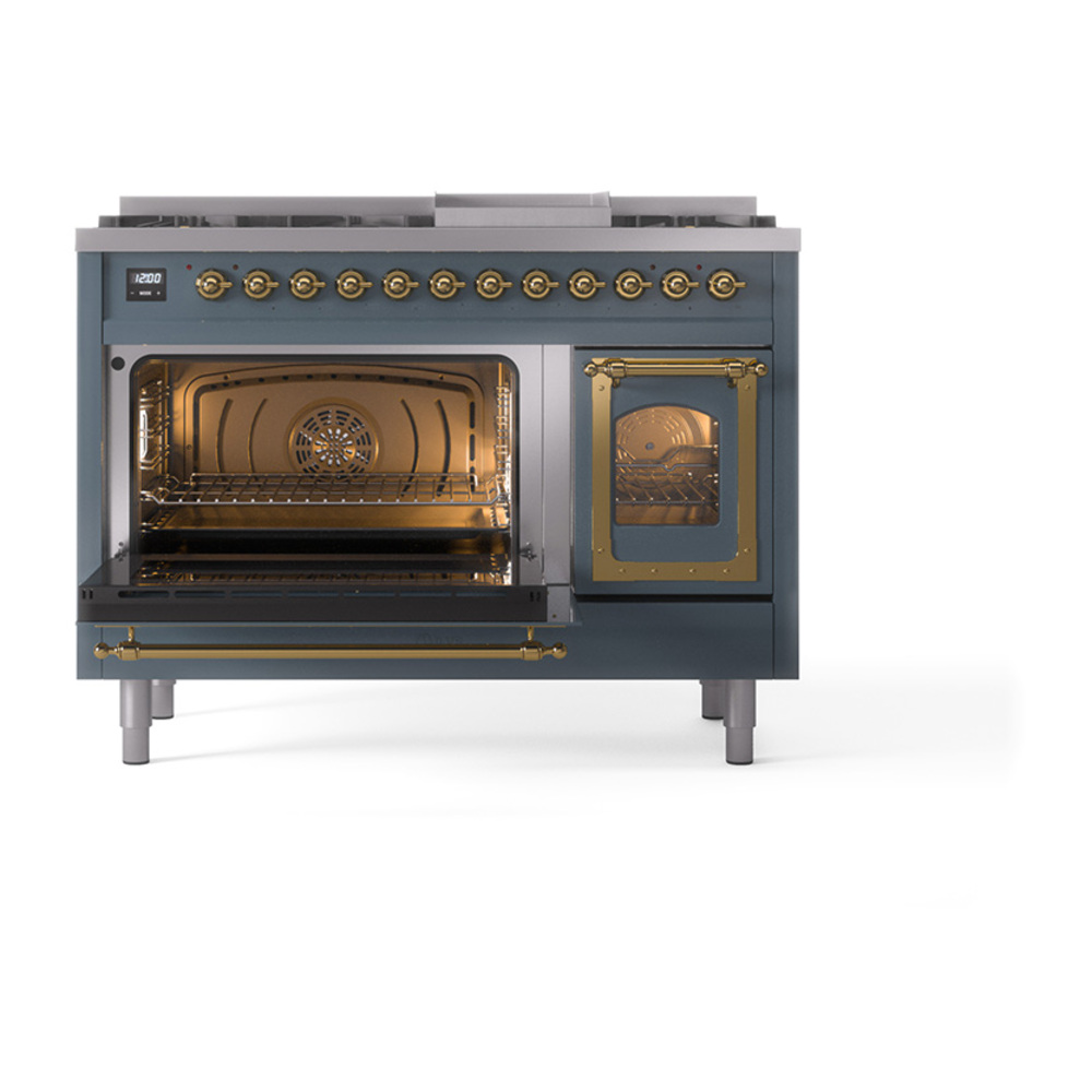 ILVE_UN48FNMPBGG_Nostalgie_II_48"_Dual_Fuel_Range_main_oven_door_opened