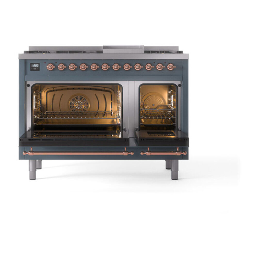 ILVE_UN48FNMPBGPLP_Nostalgie_II_48"_Dual_Fuel_Range_oven_door_opened