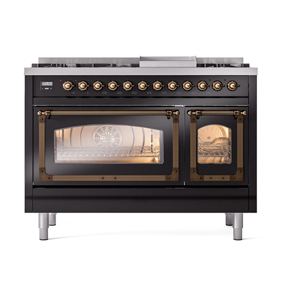 ILVE_UN48FNMPBKBLP_Nostalgie_II_48"_Dual_Fuel_Range_front_view