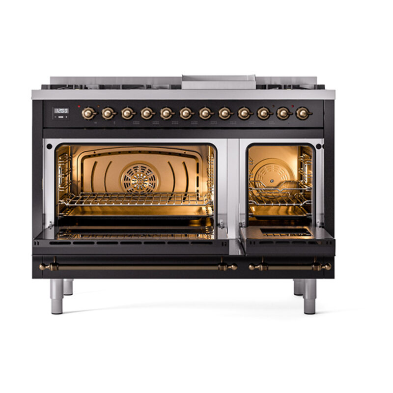 ILVE_UN48FNMPBKB_Nostalgie_II_48"_Dual_Fuel_Range_oven_door_opened