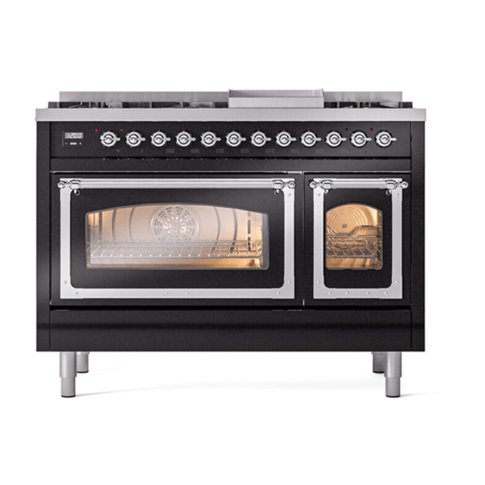 ILVE_UN48FNMPBKCLP_Nostalgie_II_48"_Dual_Fuel_Range_front_view