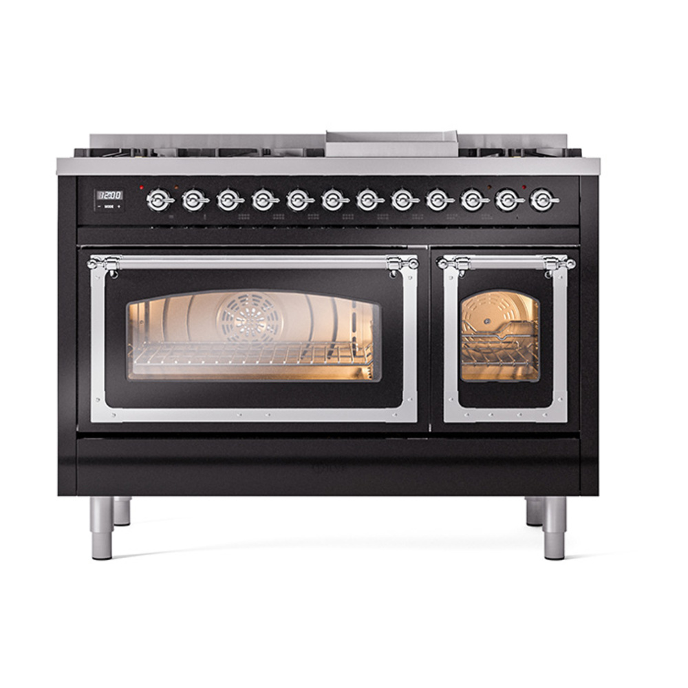 ILVE_UN48FNMPBKCLP_Nostalgie_II_48"_Dual_Fuel_Range_front_view