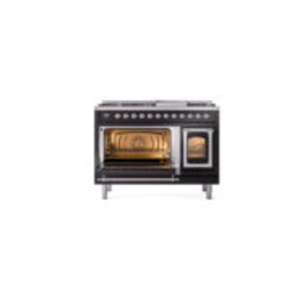 ILVE_UN48FNMPBKC_Nostalgie_II_48"_Dual_Fuel_Range_main_oven_door_opened