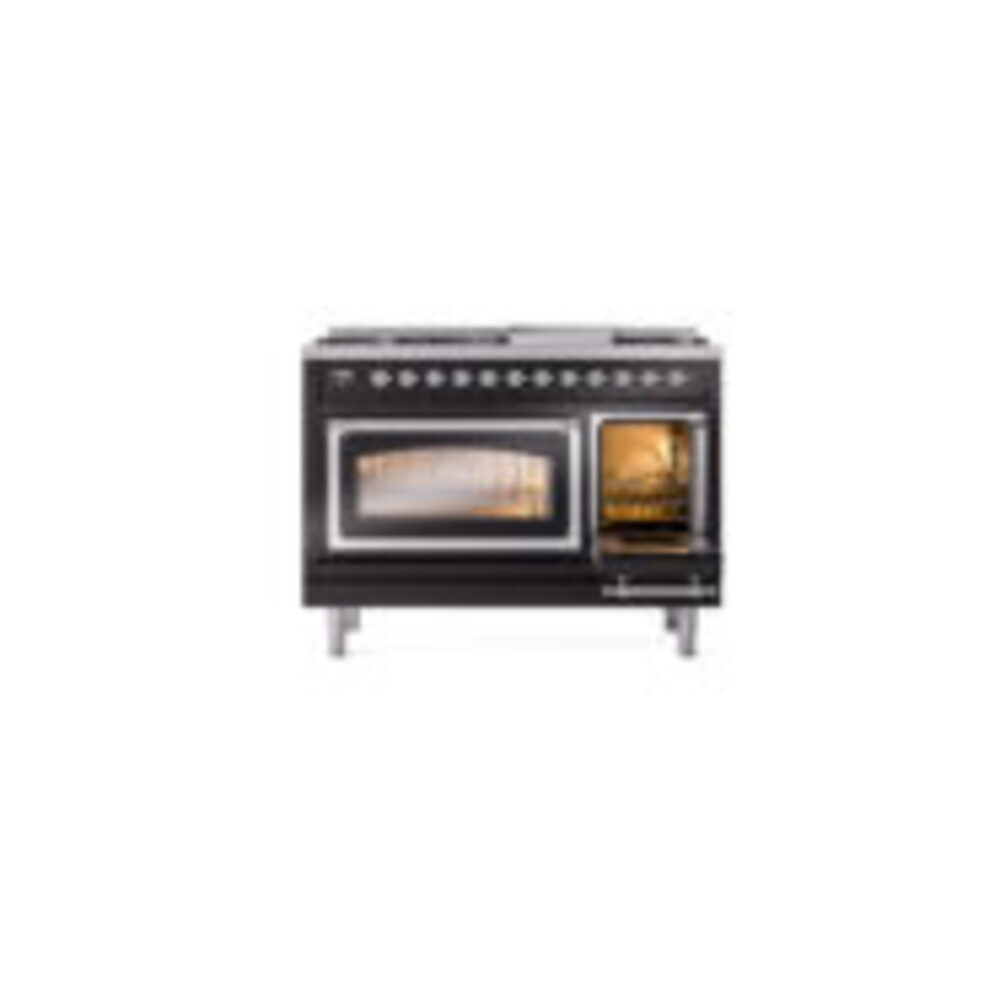 ILVE_UN48FNMPBKC_Nostalgie_II_48"_Dual_Fuel_Range_side_oven_door_opened