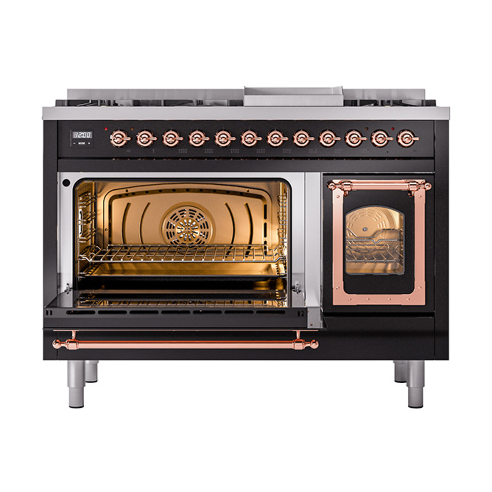 ILVE_UN48FNMPBKP_Nostalgie_II_48"_Dual_Fuel_Range_main_oven_door_opened
