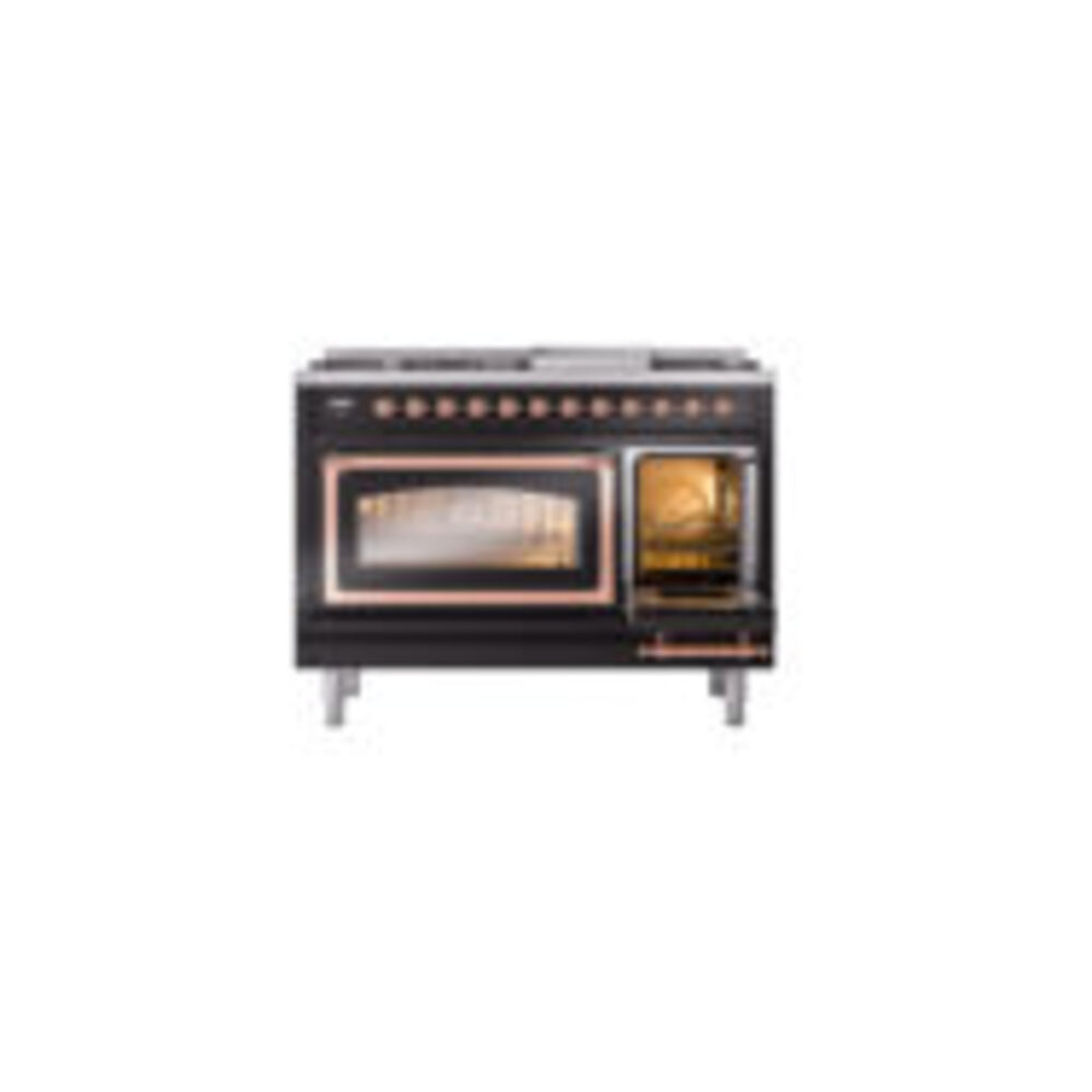 ILVE_UN48FNMPBKP_Nostalgie_II_48"_Dual_Fuel_Range_side_oven_door_opened