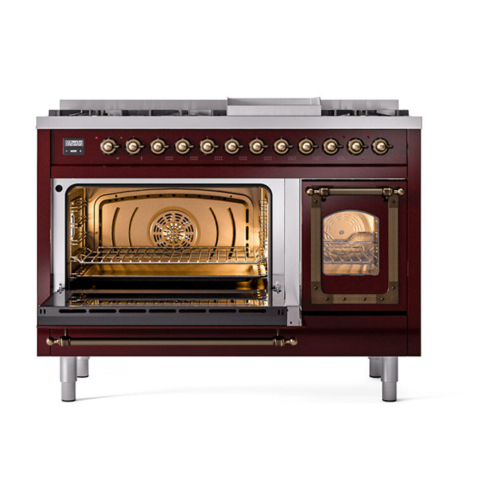 ILVE_UN48FNMPBUBLP_Nostalgie_II_48"_Dual_Fuel_Range_main_oven_door_opened