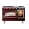 ILVE_UN48FNMPBUB_Nostalgie_II_48"_Dual_Fuel_Range_side_oven_door_opened