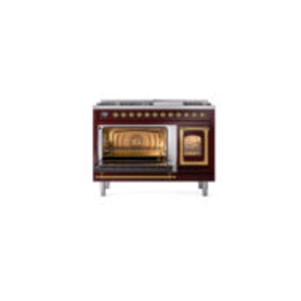 ILVE_UN48FNMPBUG_Nostalgie_II_48"_Dual_Fuel_Range_main_oven_door_opened