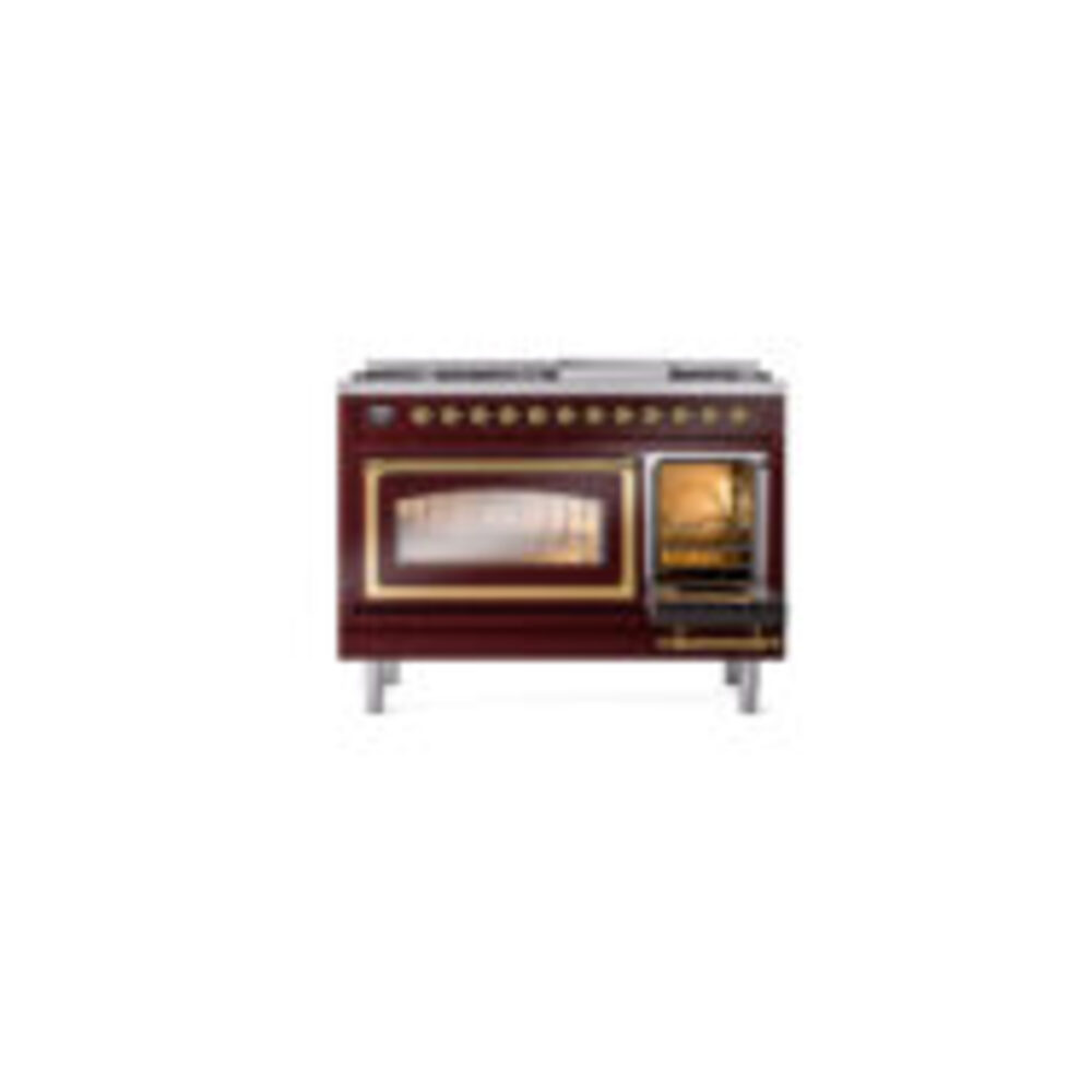 ILVE_UN48FNMPBUG_Nostalgie_II_48"_Dual_Fuel_Range_side_oven_door_opened