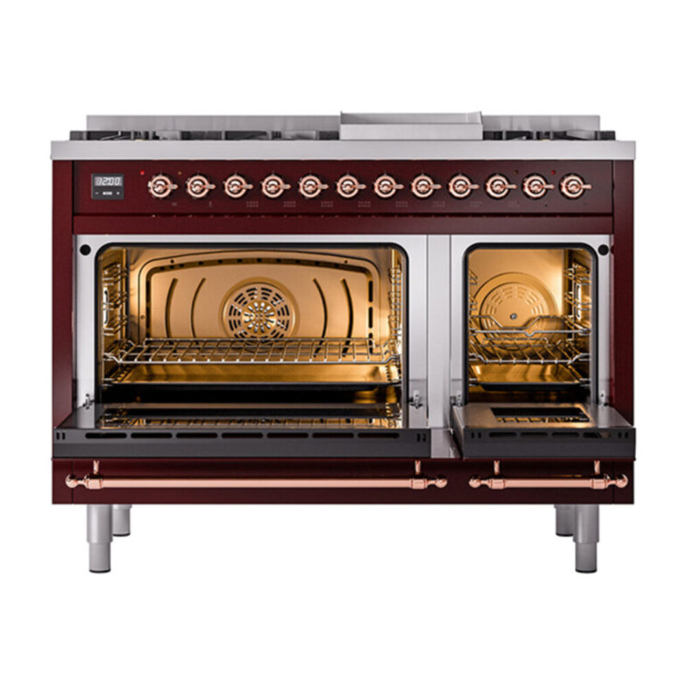 ILVE_UN48FNMPBUPLP_Nostalgie_II_48"_Dual_Fuel_Range_oven_door_opened