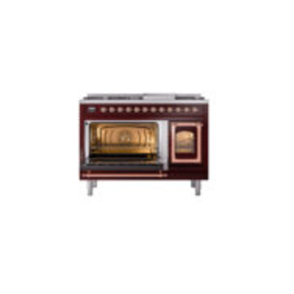 ILVE_UN48FNMPBUPLP_Nostalgie_II_48"_Dual_Fuel_Range_main_oven_door_opened