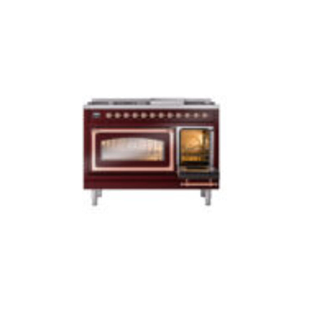 ILVE_UN48FNMPBUPLP_Nostalgie_II_48"_Dual_Fuel_Range_side_oven_door_opened