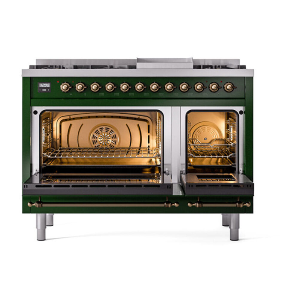 ILVE_UN48FNMPEGBLP_Nostalgie_II_48"_Dual_Fuel_Range_oven_door_opened