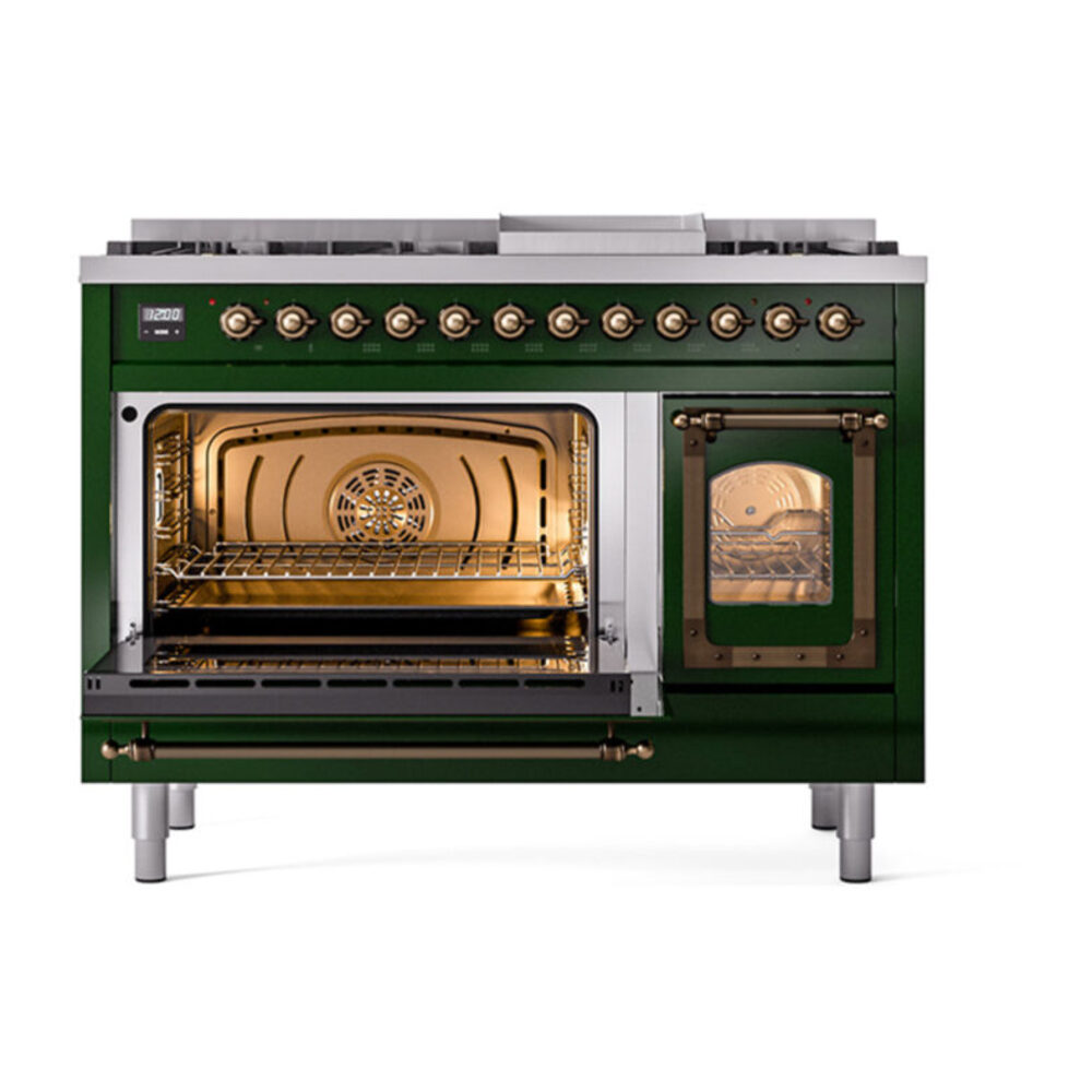 ILVE_UN48FNMPEGBLP_Nostalgie_II_48"_Dual_Fuel_Range_main_oven_door_opened