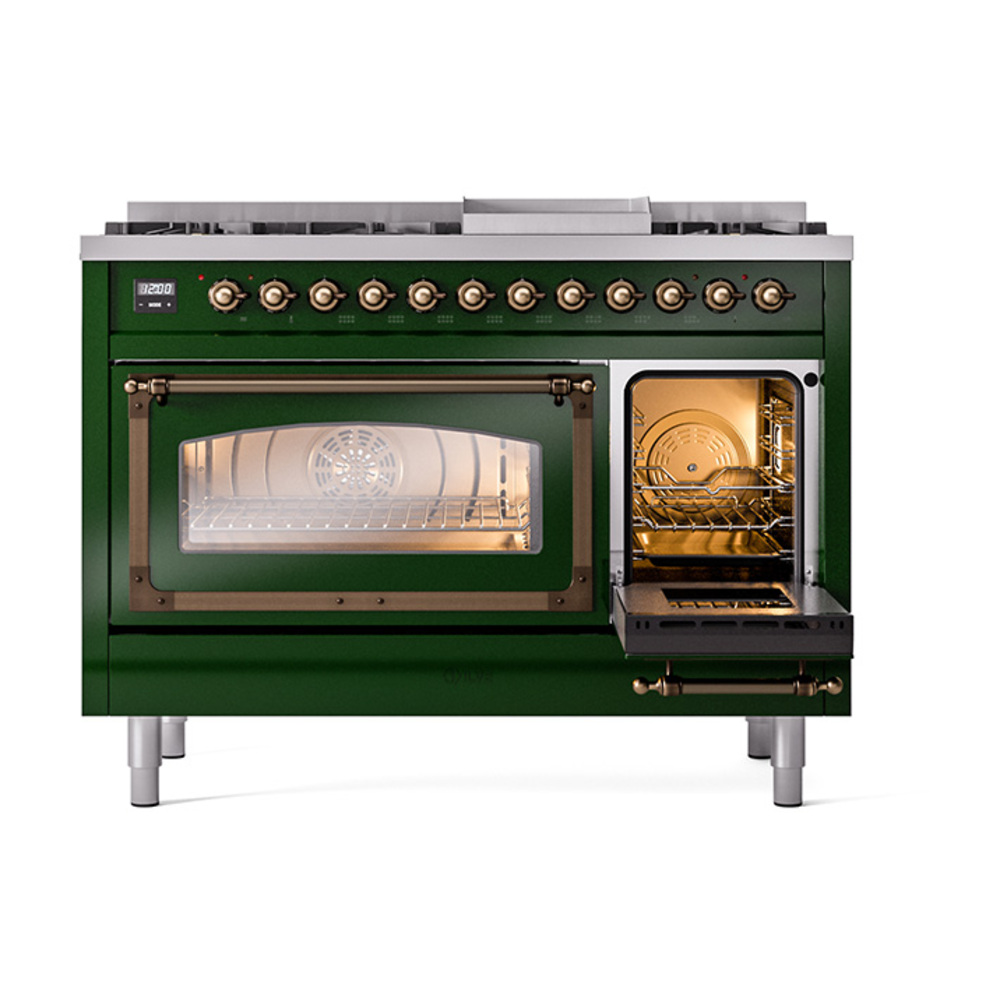 ILVE_UN48FNMPEGBLP_Nostalgie_II_48"_Dual_Fuel_Range_side_oven_door_opened