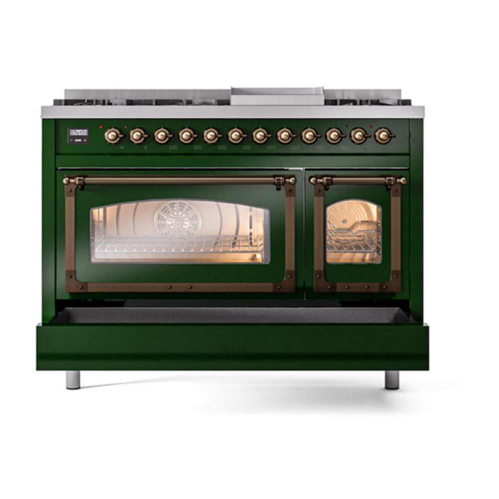 ILVE_UN48FNMPEGBLP_Nostalgie_II_48"_Dual_Fuel_Range_drawer_opened