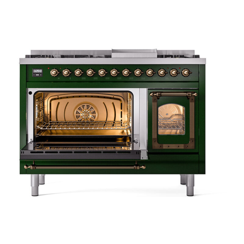 ILVE_UN48FNMPEGB_Nostalgie_II_48"_Dual_Fuel_Range_main_oven_door_opened
