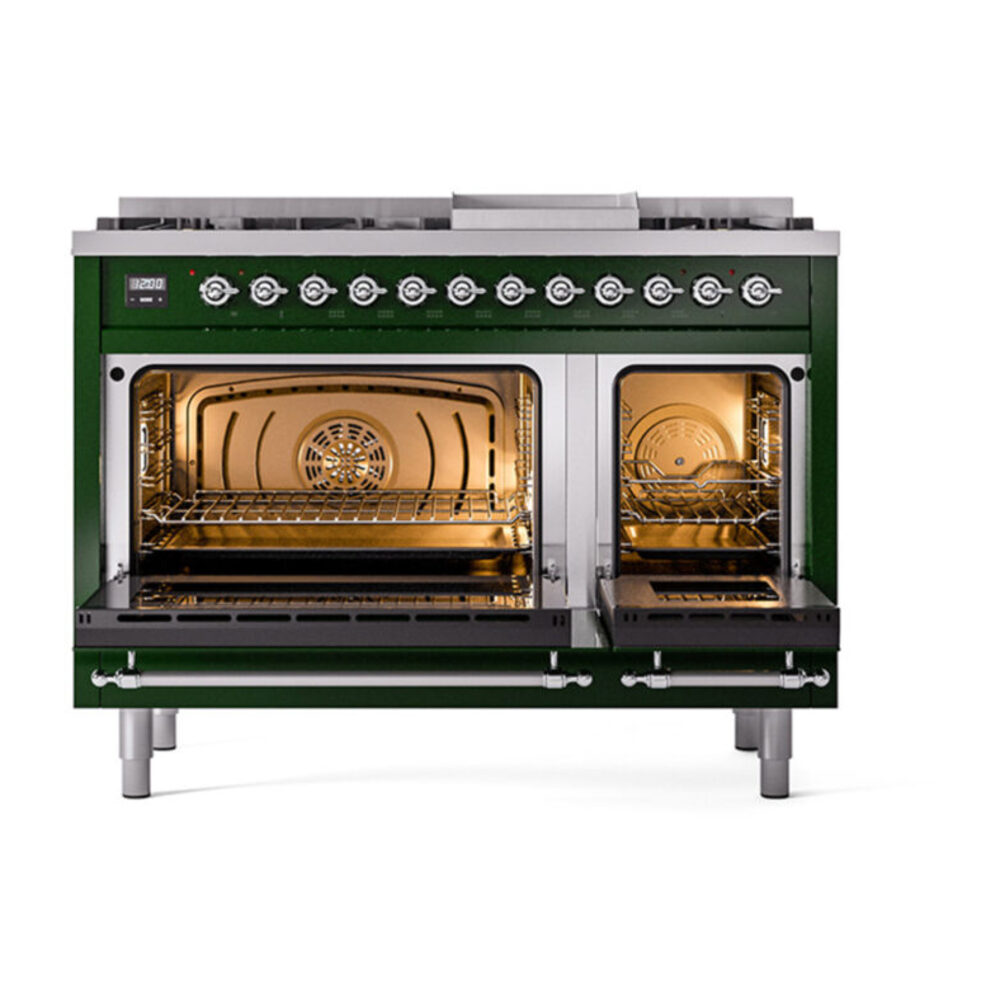 ILVE_UN48FNMPEGCLP_Nostalgie_II_48"_Dual_Fuel_Range_oven_door_opened