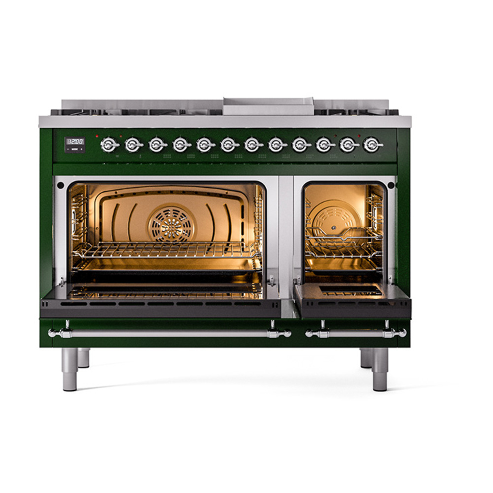 ILVE_UN48FNMPEGCLP_Nostalgie_II_48"_Dual_Fuel_Range_oven_door_opened